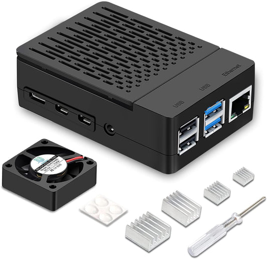 Case for Raspberry Pi 4, ABS Pi 4 Case with Cooling Fan, Pi 4 Heatsink, Simple Removable Top Cover for Pi 4 Model B/ 4B